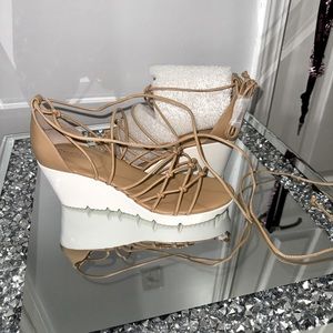 Charles David Light Tan wedge sandals